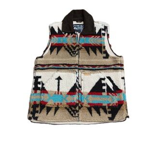 Powder River Outfitters Aztec Jacquard Berber Vest, Brown